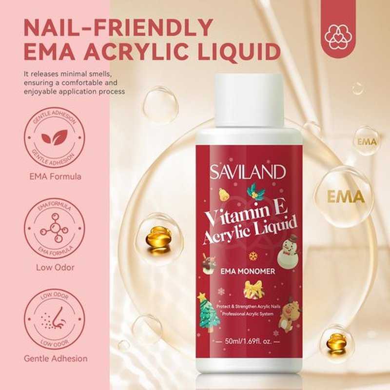 SAVILAND Acrylic Nail Kit : Christmas Nails Kit Acrylic Set EMA Monomer Brush for Long Lasting Nails DIY at Home Beginner Friendly Christmas Gift Set
