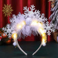 Catery Light Up Snowflake Headband White Christmas Headpiece Snowflake Costume Accessoriess for Women and Girls