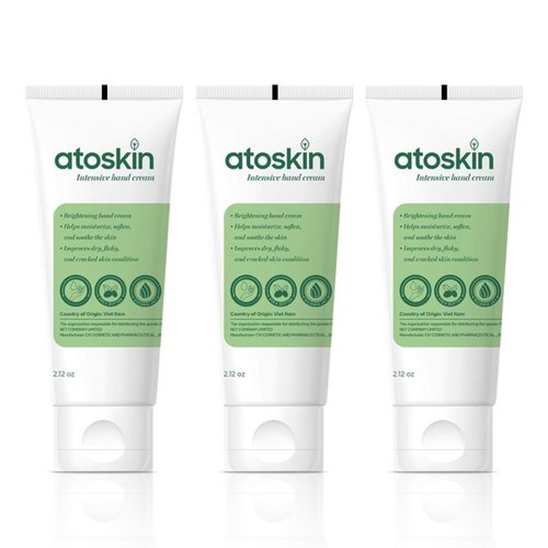 Atoskin Intensive Hand Cream – Deep Moisturizing & Soothing for Dry, Rough, Cracked Hands – Non-Corticoid Formula (2.12oz)