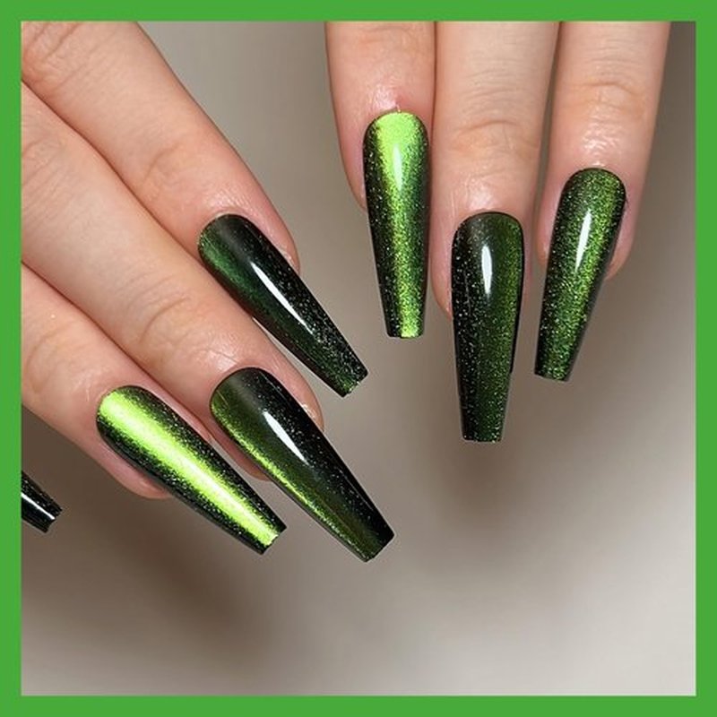 KKUUOO 4 Pack Long Coffin Gradient & Glitter Nails, Full Cover Glossy Acrylic False Nails, Stick On, 96pcs 12 Sizes-4 Styles