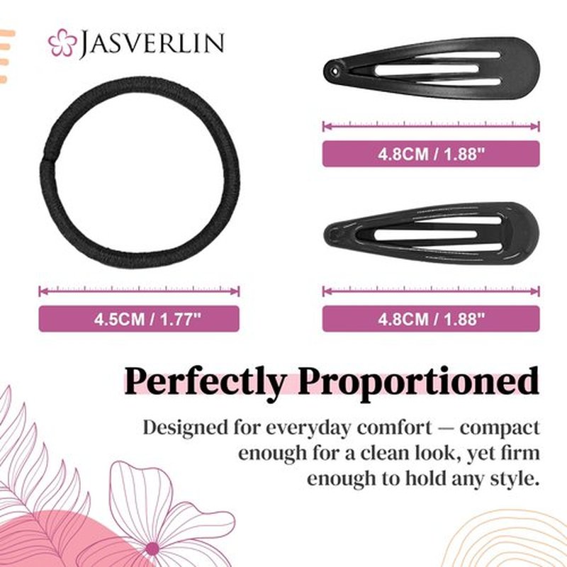 JASVERLIN 140pcs Snap Hair Barrettes for Women Thin Hair Set, 80pcs Metal Snap Hair Clips Non Slip, 60pcs Elastics Hair Band with clips, Girls Bangs Styling Accessories Set (Brown Tones)
