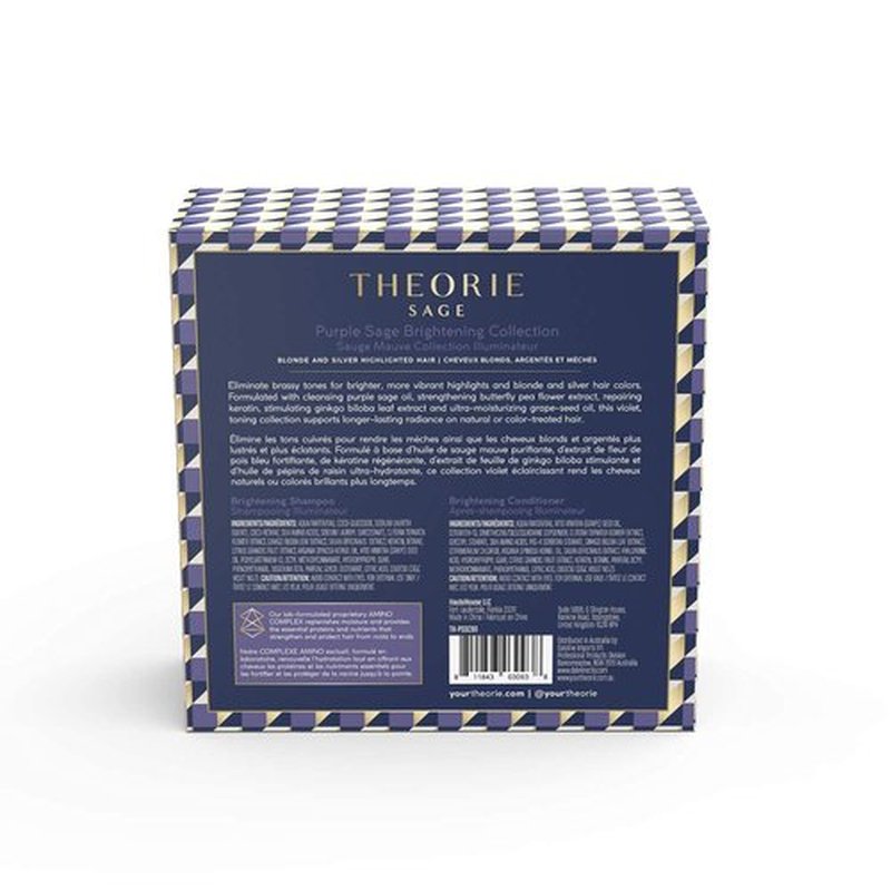 Theorie Purple Sage Travel Set - Brightening Shampoo & Conditioner Minis - Color Repair Formula | 90mL Each