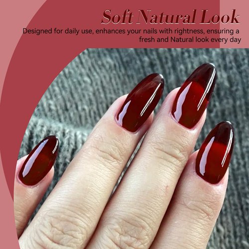 Born Pretty Jelly Dark Red Gel Nail Polish,Christmas Burgundy Blood Red Sheer Nail Gel,Soak Off U V LED Gels Polish for Manicure DIY at Home,Gift for Women 15ml