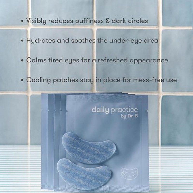 Dr. B Daily Practice Brightening & Hydrating Under Eye Patches - Cooling Hydrogel Masks for Dark Circles & Puffiness | 5 Pack (1 Pair Each)
