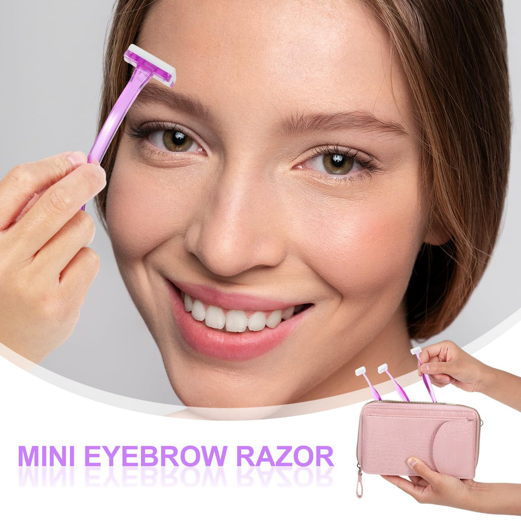 12 PCS Small Eyebrow Razors, Mini Face Shavers Facial Hair Removal Eye Brow Razors Microblades Eyebrow Shaper Beauty Tools Accessories for Women Men Use (Purple)