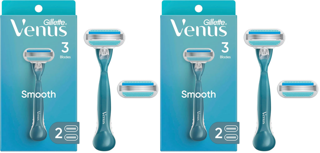 Gillette Venus Women's Razor, 1 Handle + 2 Refills, Pack of 2 | Smooth