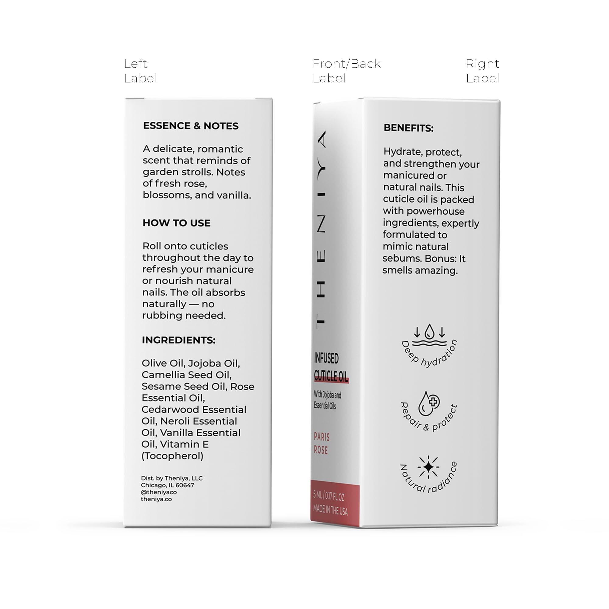 Organic Cuticle Oil Made in USA | Hydrating Roll-On Nail & Cuticle Oil with Jojoba Oil & Vitamin E | Vegan, Cruelty-Free | 5mL Travel Sized (Rose Fragrance)