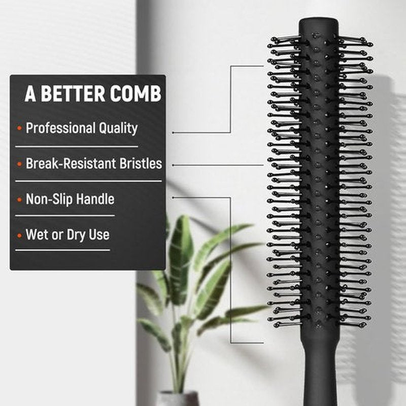 Skiennix 3PCS Hair Comb Set - Fine & Wide Tooth Combs with Roller Brush for Volume & Styling