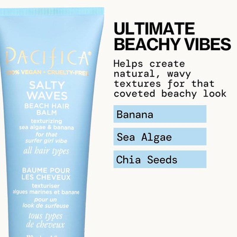 Pacifica Salty Waves Beach Hair Balm - Unisex 4 oz Styling Balm for Effortless Beachy Waves