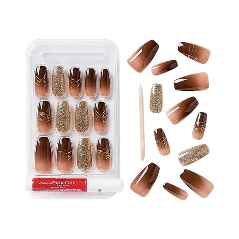 Gold Finger Gel Glam Design Nail (GD18)