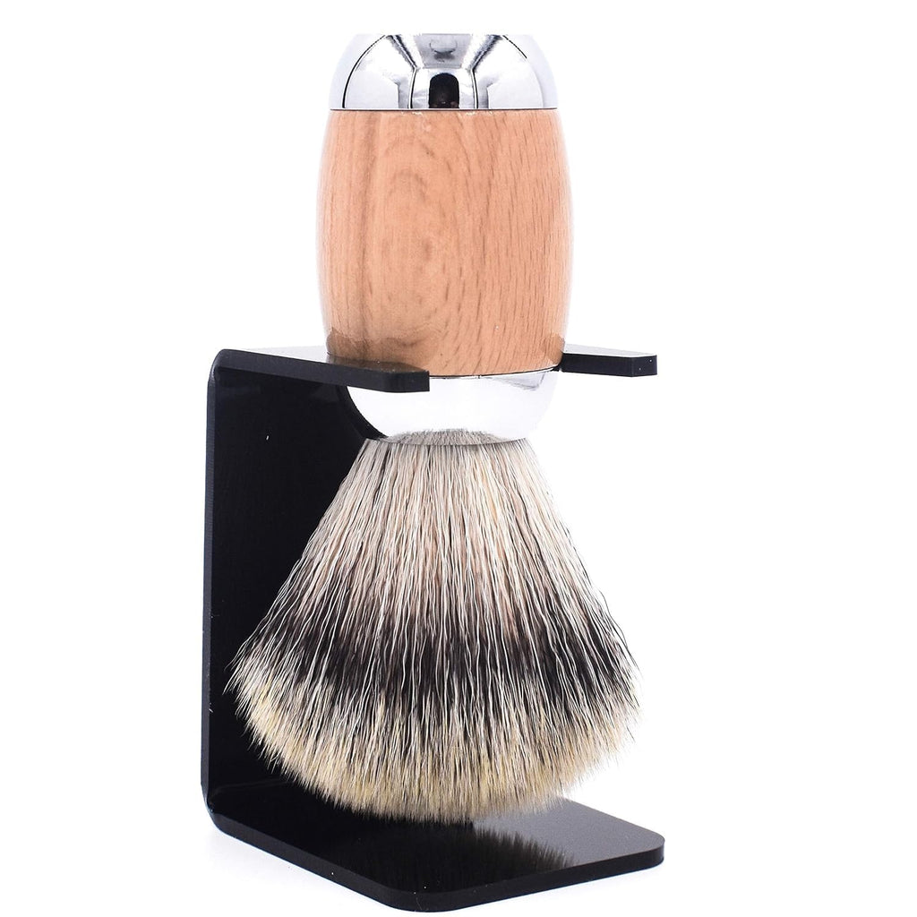 Taconic Shave Synthetic Silvertip Luxury Shaving Brush – Premium 22 mm Knot, Ultra‑Soft Bristles, Beechwood Handle, Includes Acrylic Stand & Gift Box