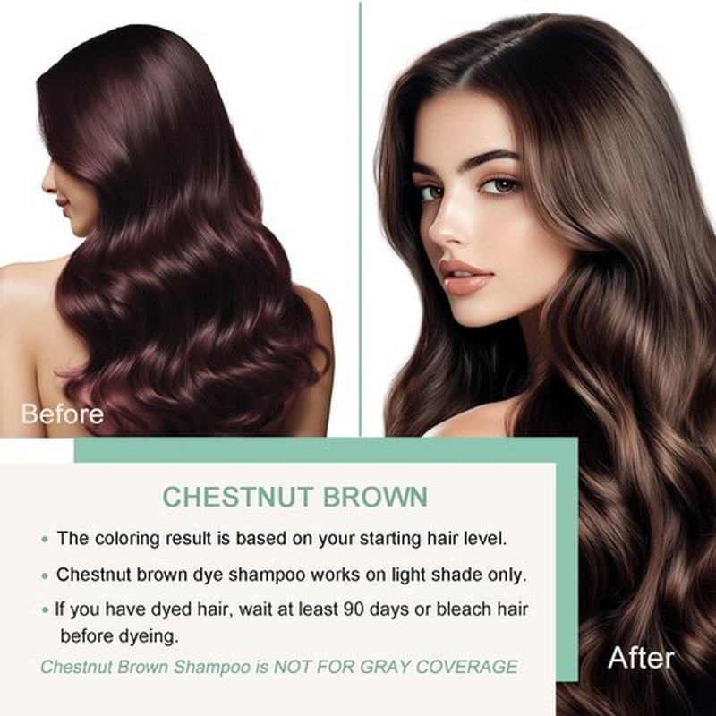 NCEPROHR Chestnut Brown Hair Dye Shampoo, Instant Hair Color Shampoo for Women Men, Long Lasting Brown Hair Dye, Champu Para Canas,16.90 Fl Oz Works in Minutes