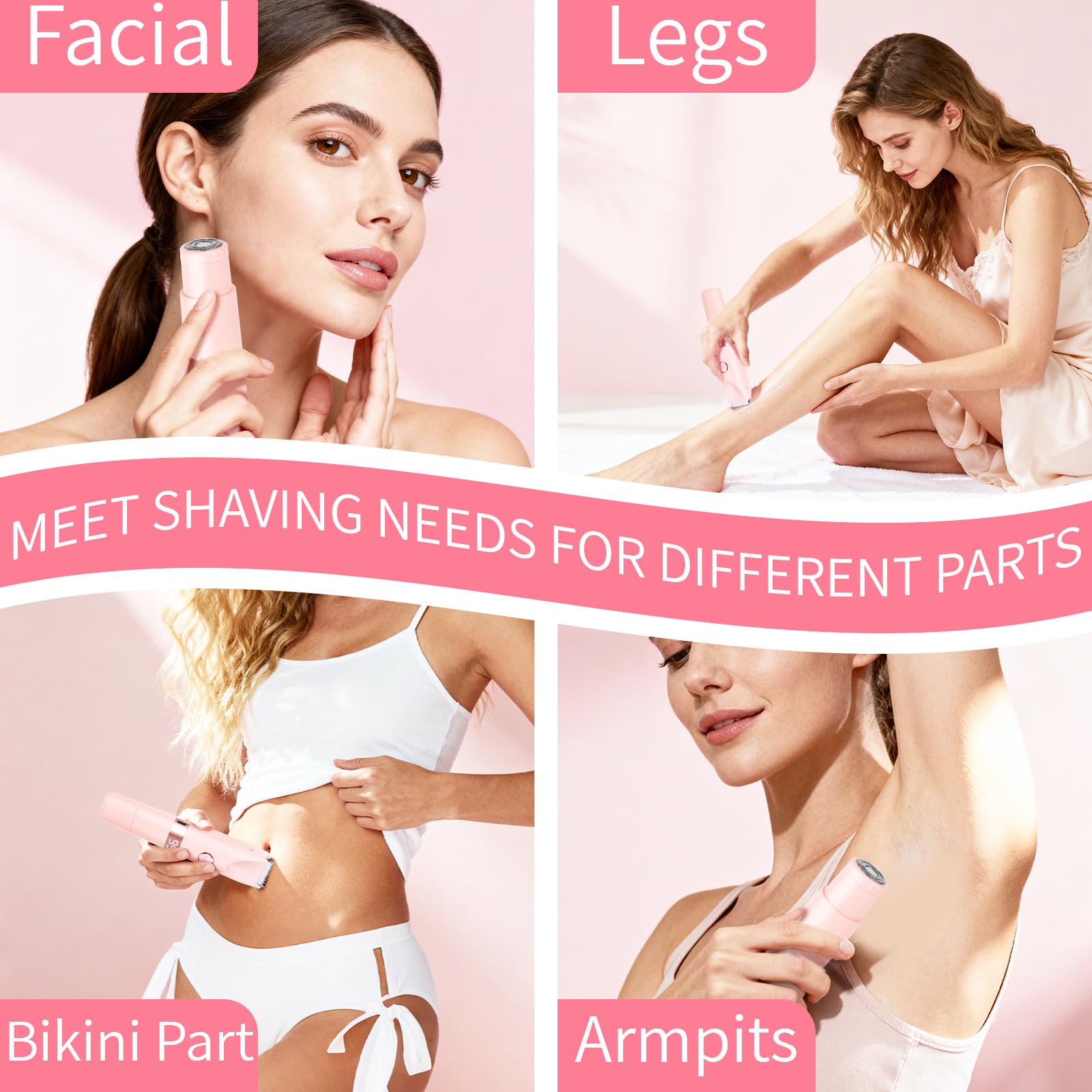 Beanify Wet & Dry Electric Razor for Women Men,4 in 1 Rechargeable Led Display Electric Shaver and Facial Hair Remover (Assorted)