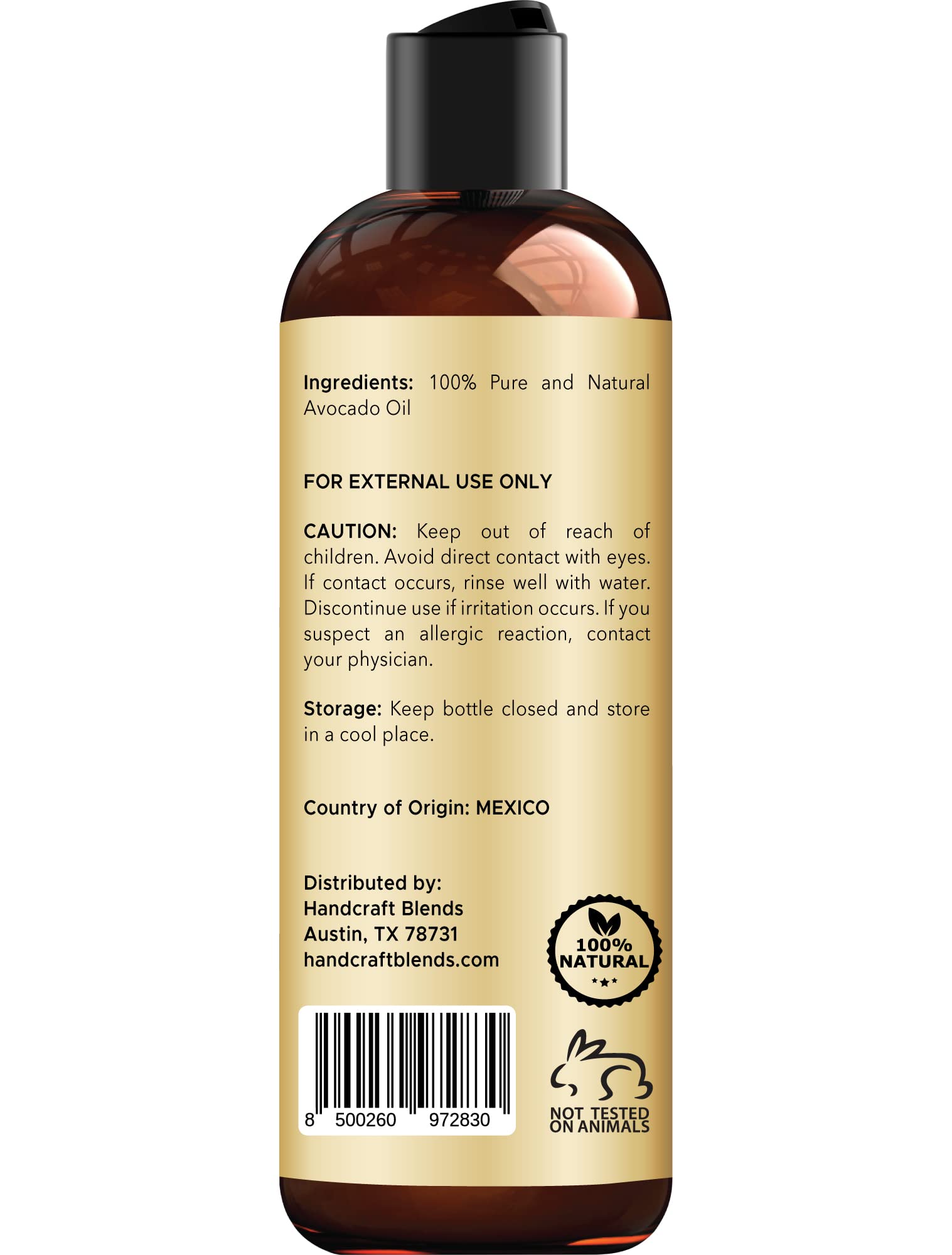 Handcraft Blends Avocado Oil - Cold-Pressed 8 Fl Oz - 100% Pure and Natural - Premium Grade Carrier Oil for Skin and Hair - Hair and Body - Massage - Hexane-Free
