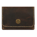 CestAntiQ, Leather Coin Pouch, Change Holder, Mini Pocket Wallet for Men & Women, Vintage Handmade Brown Leather with Antique Button Closure, Natural Threads, Compact Wallet for Coins & Small Items