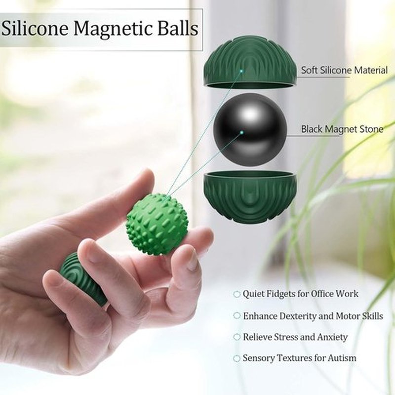 Luckdoor Silicone Magnetic Balls - Fidget Toys for Stress Relief | 4PCS Sensory Gadgets for Adults & Teens