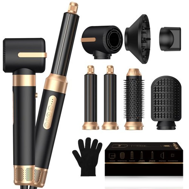 Blow Dryer Brush 7 in One, Negative Ion Hair Set Upgrade Hot Air Styler Wrap Curler, Curling Iron Styling Tools As A Gift for Straight/Curl/Drying/Smoothing