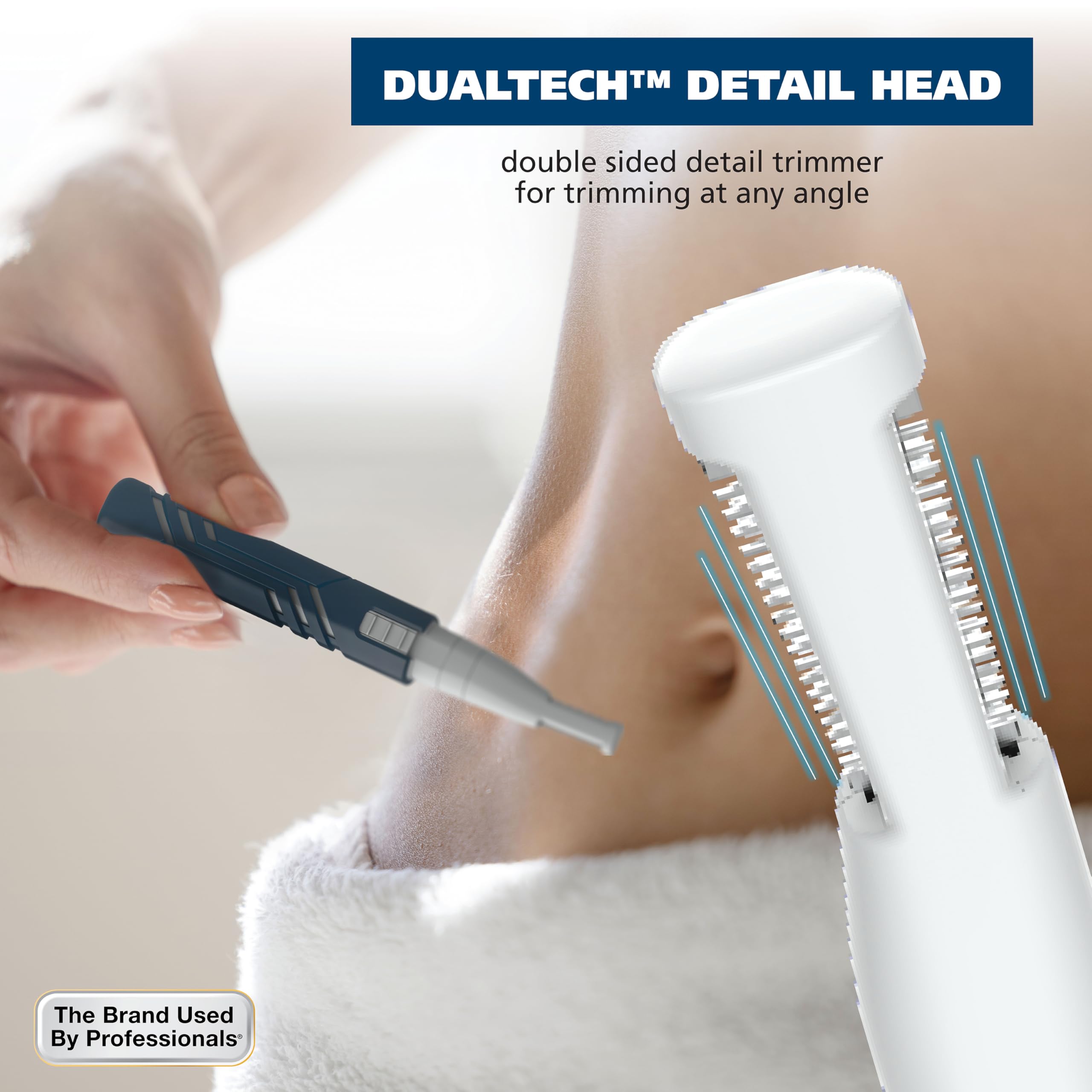 Wahl DualTech® Lithium Battery Dual Sided Eyebrow, Bikini, and Facial Hair Removal Trimmer for Women with Rubber Grip – Model 3026636