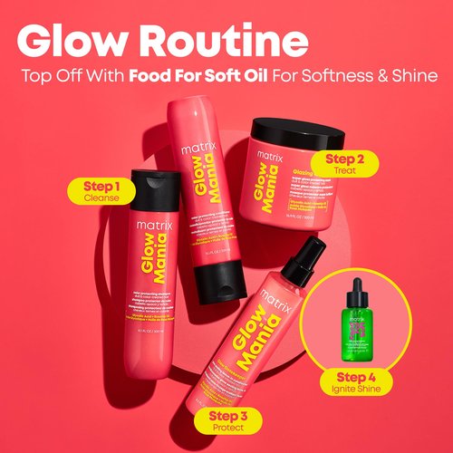 MATRIX Glow Mania Shampoo - Enhances Shine and Moisturizes, Preserves and Protects Color Vibrancy, For Dull and Color-Treated Hair, Sulfate-Free, With Glycolic Acid & Rosehip Oil, 10.1 Fl Oz
