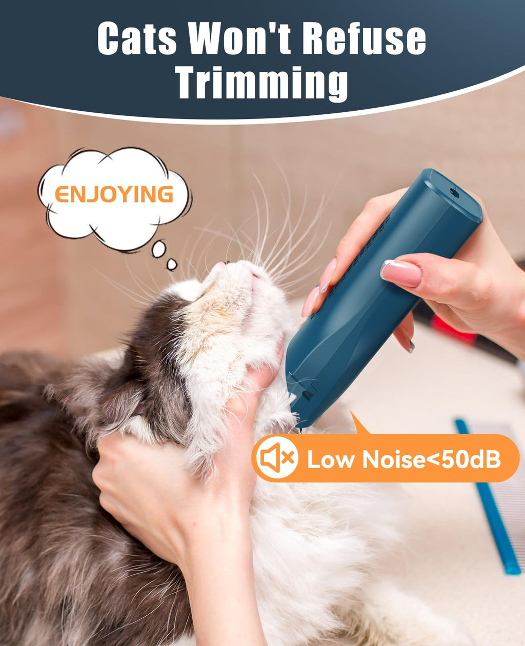 oneisall Pet Clippers for Cat Matted Hair, Quiet Pet Shaver for Cats