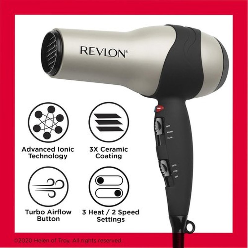 REVLON Turbo Hair Dryer - 1875 Watts for Maximum Shine & Fast Drying | Sleek Silver Design