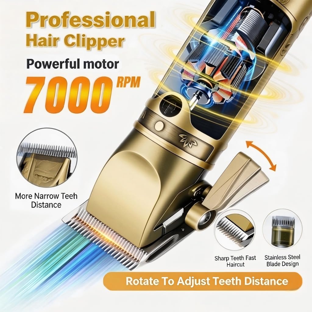 Hair Clippers for Men Professional, Beard Trimmer Kits & Sets, Cordless Mens Hair Trimmer, Electric Shavers, Haircutting Machine with LED Display (Bronze-4in1)