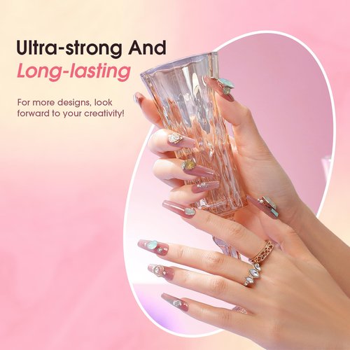 ROSALIND Poly Nail Gel Kit -8 Colors + White Brown Accessories Clear Nude Christmas Poly Nails Gel Starter Kit With Slip Solution Nude Pink Extensions Set with Mini UV Lamp