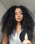 V Part Burmese Curly Wig for Black Women, Glueless Protein Silk Synthetic Curl Upgraded U Part Wigs Soft Natural Human Hair Feel, Lightweight Beginner Friendly Upart, Daily Wear/ Time-Saving Vpart