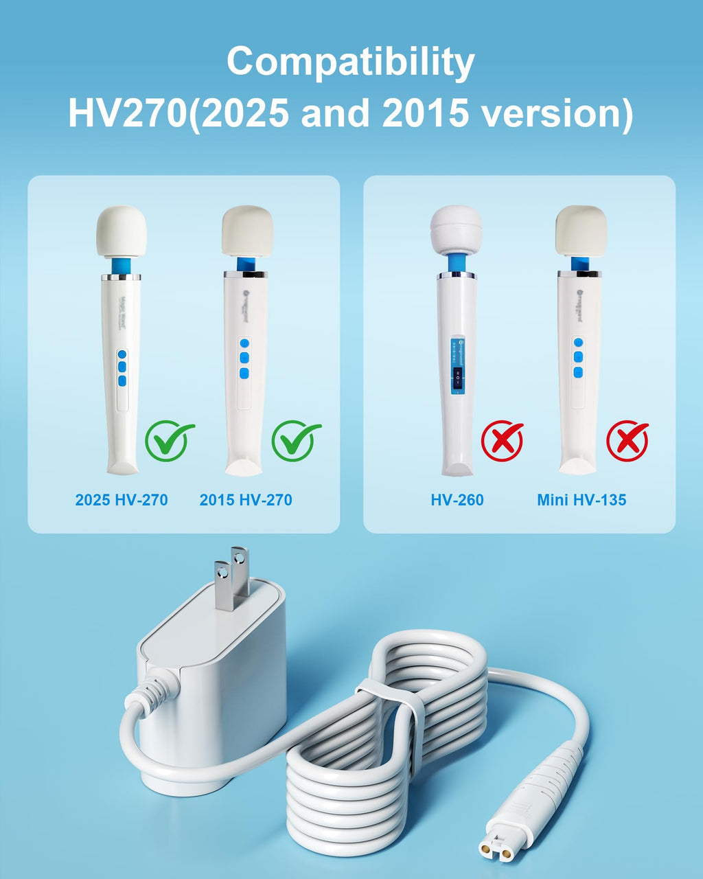 Solopen HV270 Charger for Hitachi HV-270 Magic Wand Rechargeable Cordless Massager Power Adapter Supply Cord