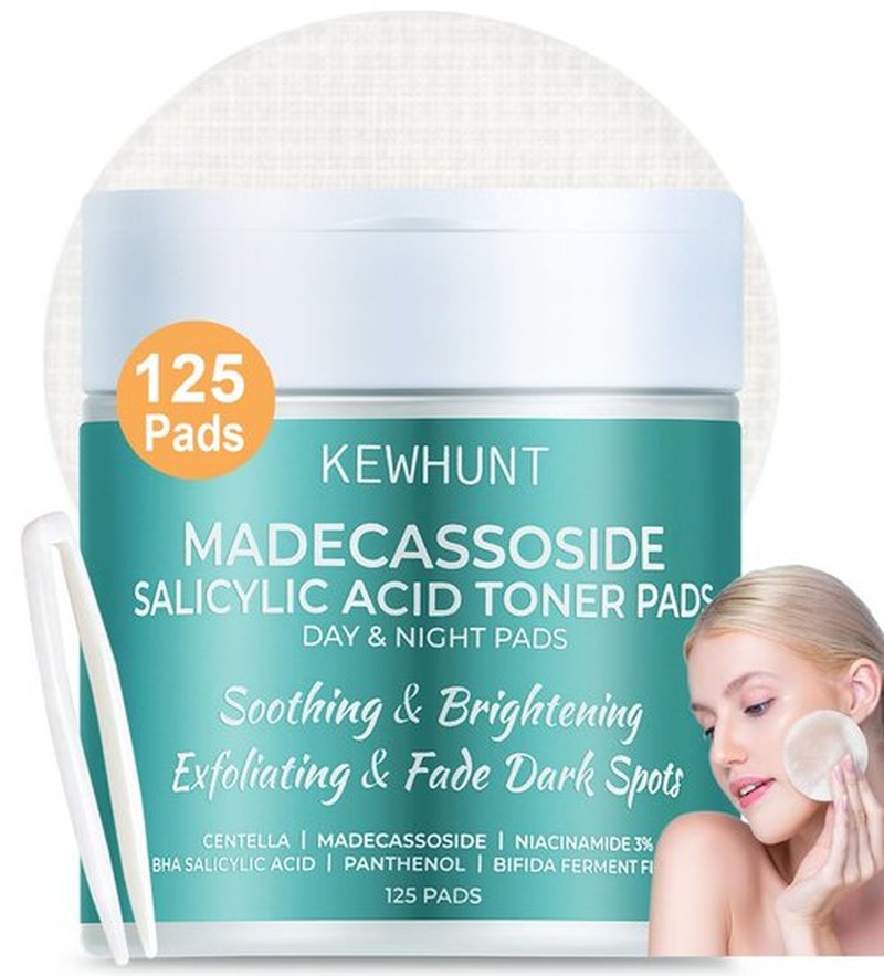 Madecassoside Toner Pads, Mild Exfoliating Pads, Calming Blemish Face Pad -Centella, Niacinamide, BHA Salicylic Acid for Soothe, Uneven Skin Tone, Dark Spots, Skincare 125 Pad