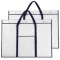 Windyun 2 Pack Large Poster Storage Bag 48" x 36" Bulletin Board Holder Art Portfolio Case PVC Art Portfolio Container Storage Box with Pocket for Classroom Teacher Organization(Blue)