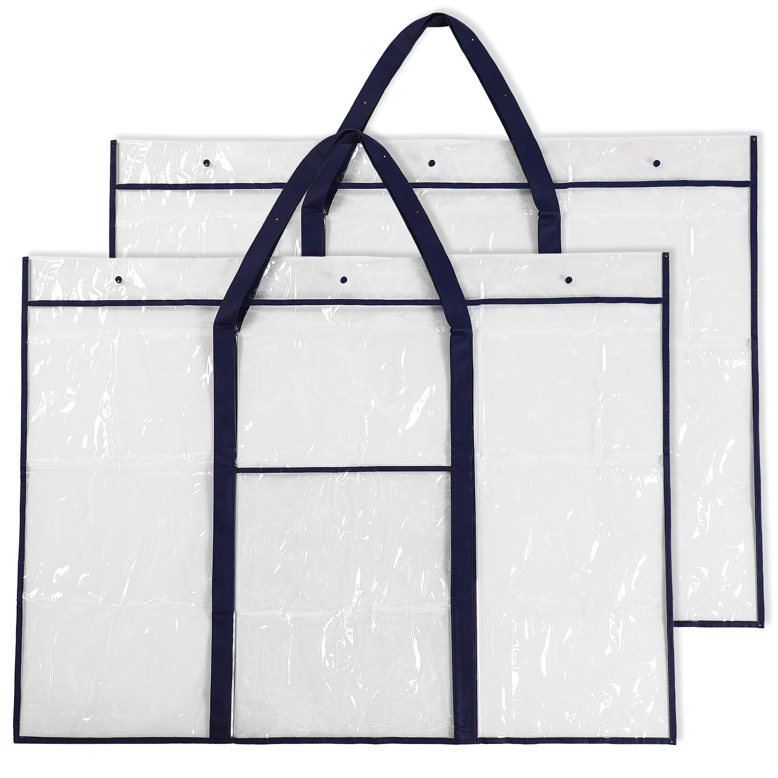 Windyun 2 Pack Large Poster Storage Bag 48" x 36" Bulletin Board Holder Art Portfolio Case PVC Art Portfolio Container Storage Box with Pocket for Classroom Teacher Organization(Blue)