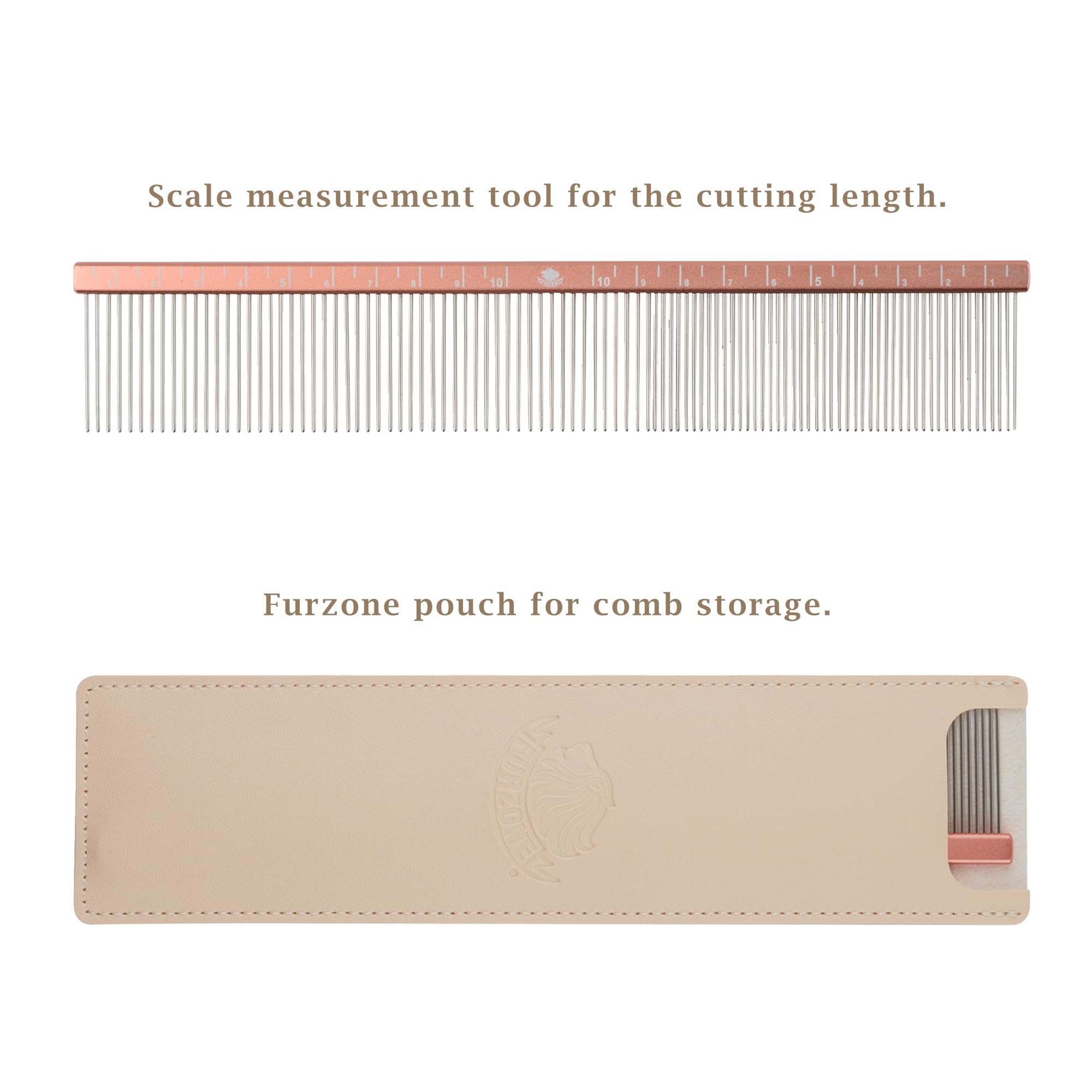 Furzone 2-in-1 Greyhound Comb for Dogs, Meler Greyhound Comb (Half Curved/Coarse), 86 Stainless Steel Pins Dog Comb, Aluminum 24.5cm Handle, Lightweight, Remove Dogs’ Eye Debris, Fur Tangle Free