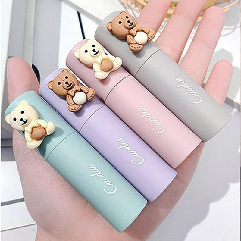 Bekoeen 4PCS Bear Matte Velvet Lipstick, Waterproof Long Lasting Lip Gloss Lip Stain, Non Stick Cup Easy Coloring Liquid Lipstick,Moisturizing Velvet Face Lip Mud