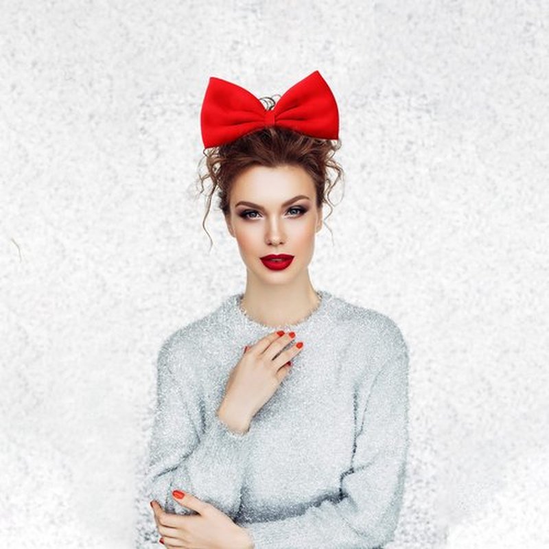 Fancheer 2 Pcs Big Red Bow Headband for Woman Halloween Costume Headwear Christmas Party Cosplay Hair Accessories
