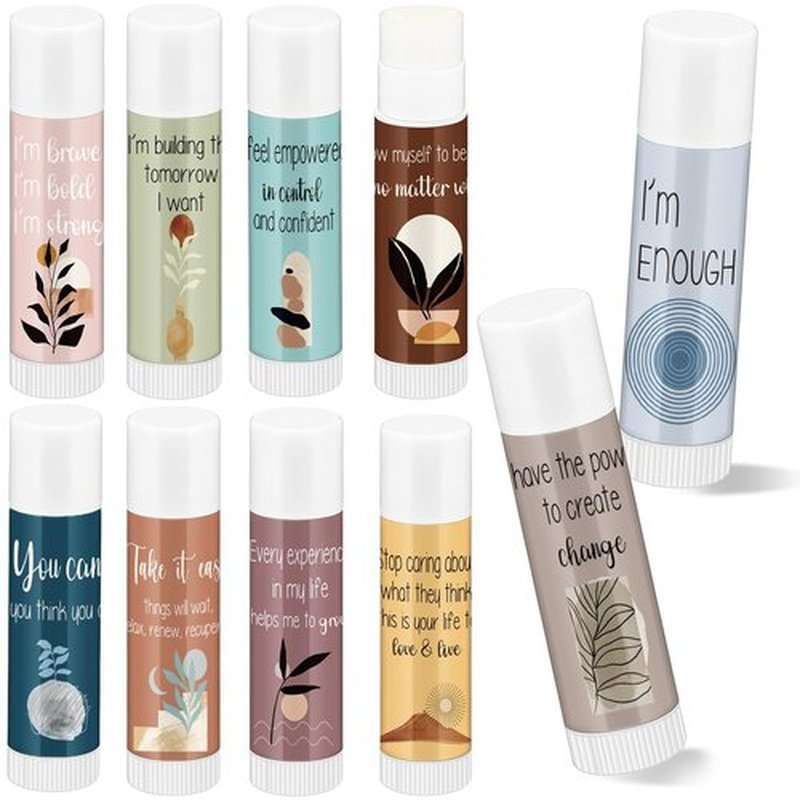 Leelosp 30 Sets Christmas Thank You Gift Lip Balm Bulk, Positive Affirmation Gifts Set with Positive Daily Affirmation Cards, Inspirational Appreciation Gift for Stocking Stuffers