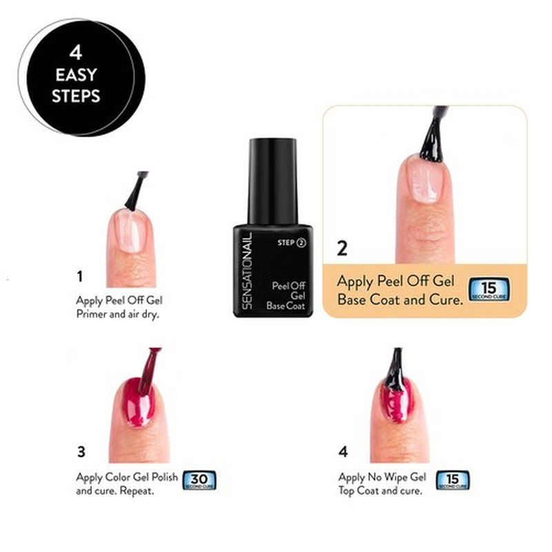 Sensationail Peel Off Formula Gel Nail Polish Base Coat Refill, Clear, 0.25 Fl Oz