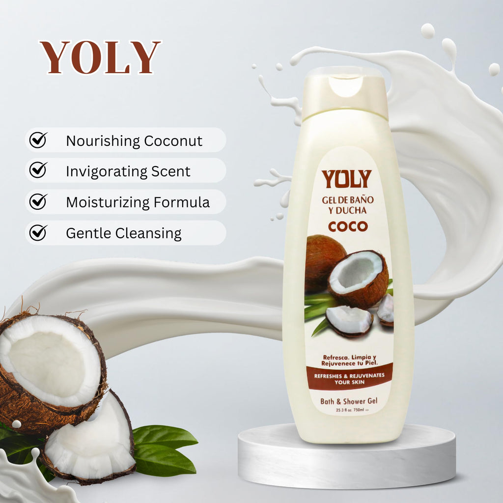 Yoly - Coco Daily Moisturizing Body Wash - Coconut Infused, Refreshing & Rejuvenating, 25.3 Fl Oz