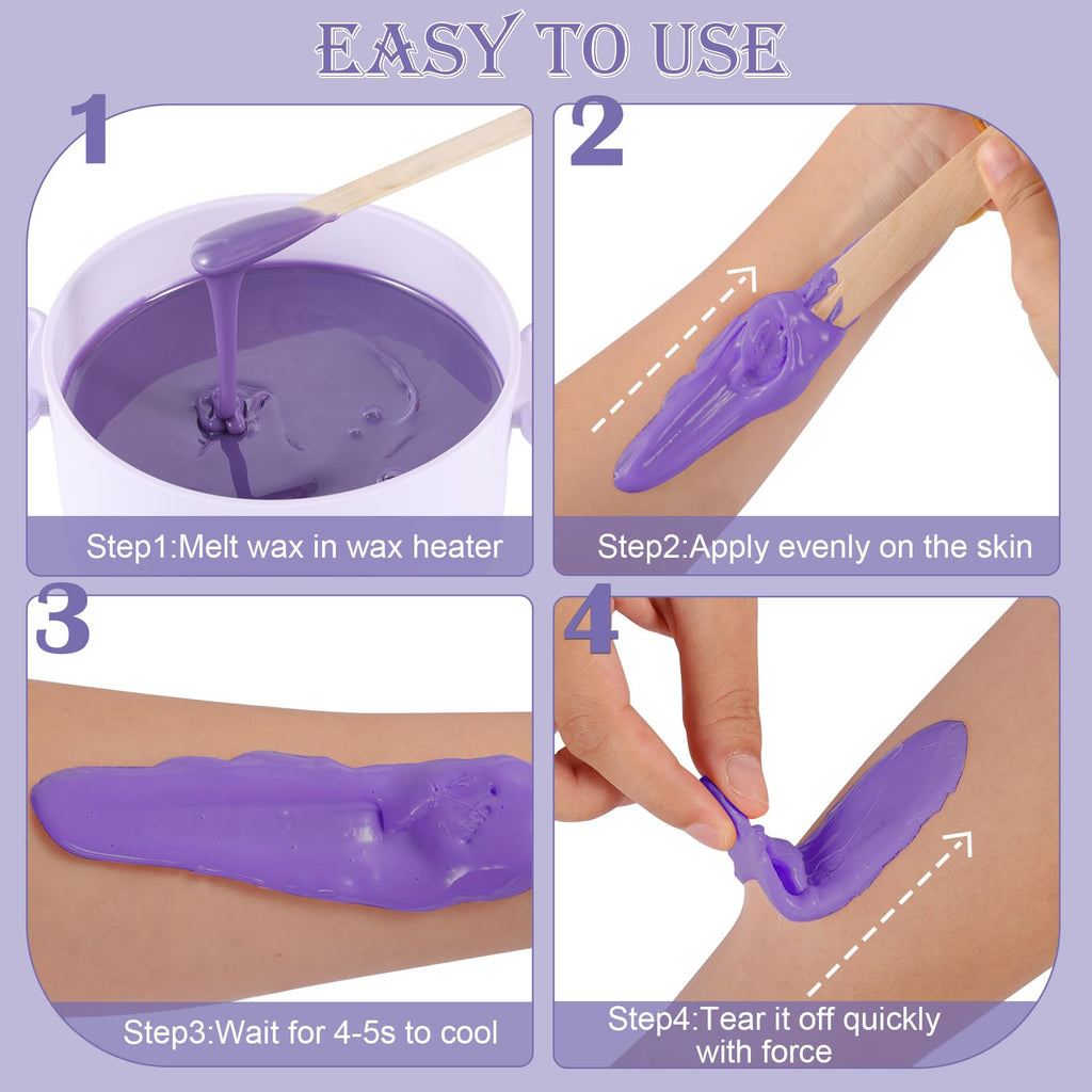 PURPLESKY 5lbs Hard Wax Beads Bulk, Professional Hair Removal Wax Kit for Coarse Hair & Sensitive Skin, Low Temperature, Microwavable, Painless Brazilian, Bikini, Face, Leg, Body Home Use, Purple