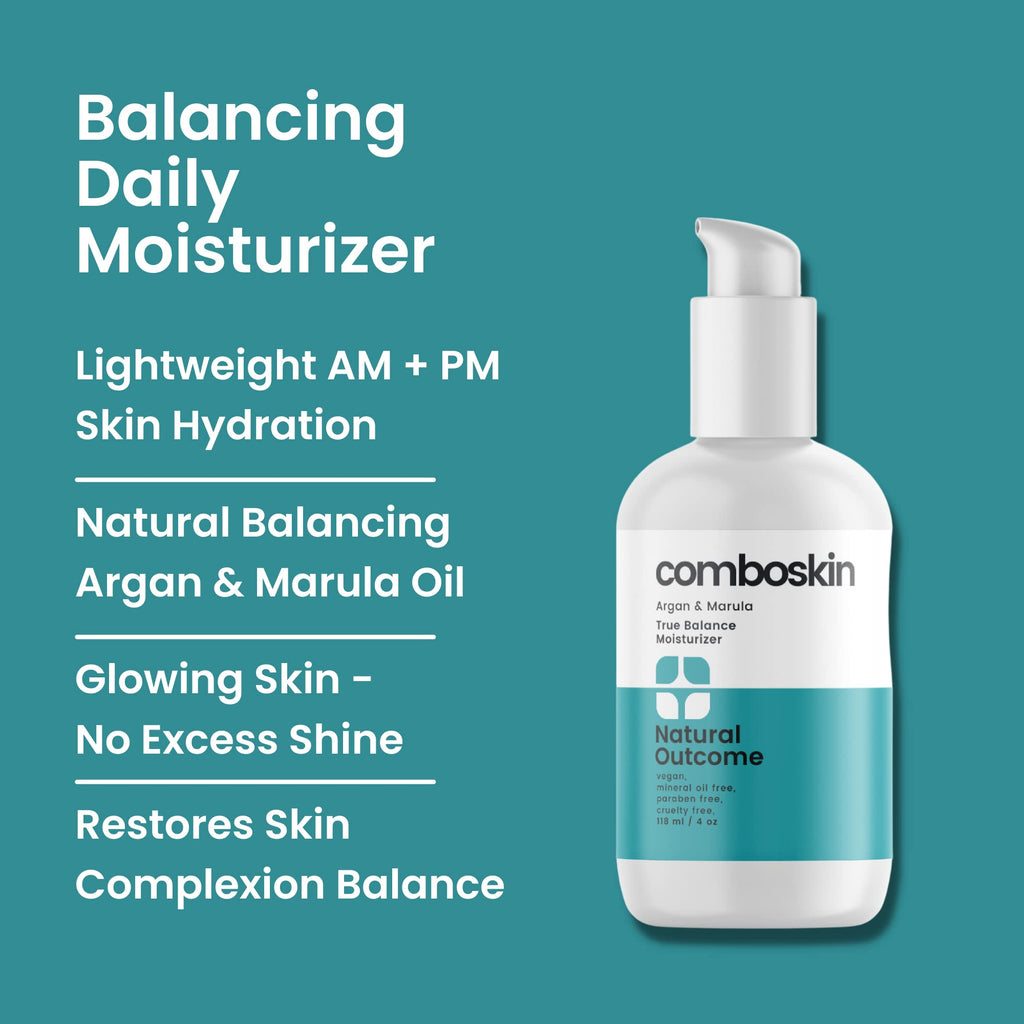 natural outcome Combination Skin Facial Moisturizer Cream | True Balance Daily Facial Moisturizing Lotion with Argan & Marula Oil | 4 oz