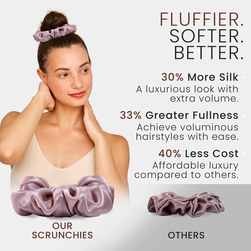 Wycare 100% Silk Scrunchies - Gentle on Hair Mulberry Silk Scrunchies for Women - Luxurious Sleep Ties for Women's Curly Hair (Set of 3 Nude)