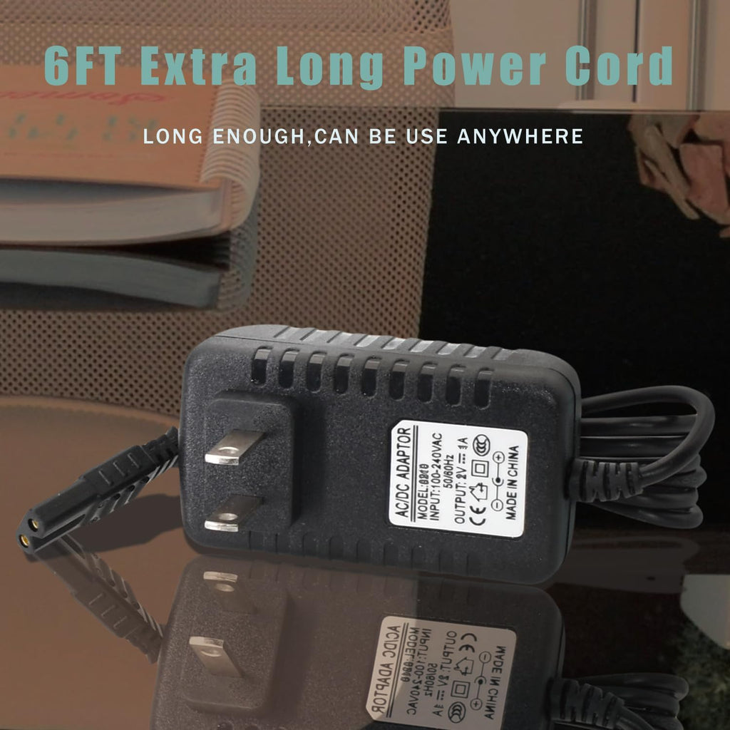 Wahl Charger Replacement - 2V Power Cord for Wahl Shaver & Trimmer Models 8061, 8163, 8786 & More