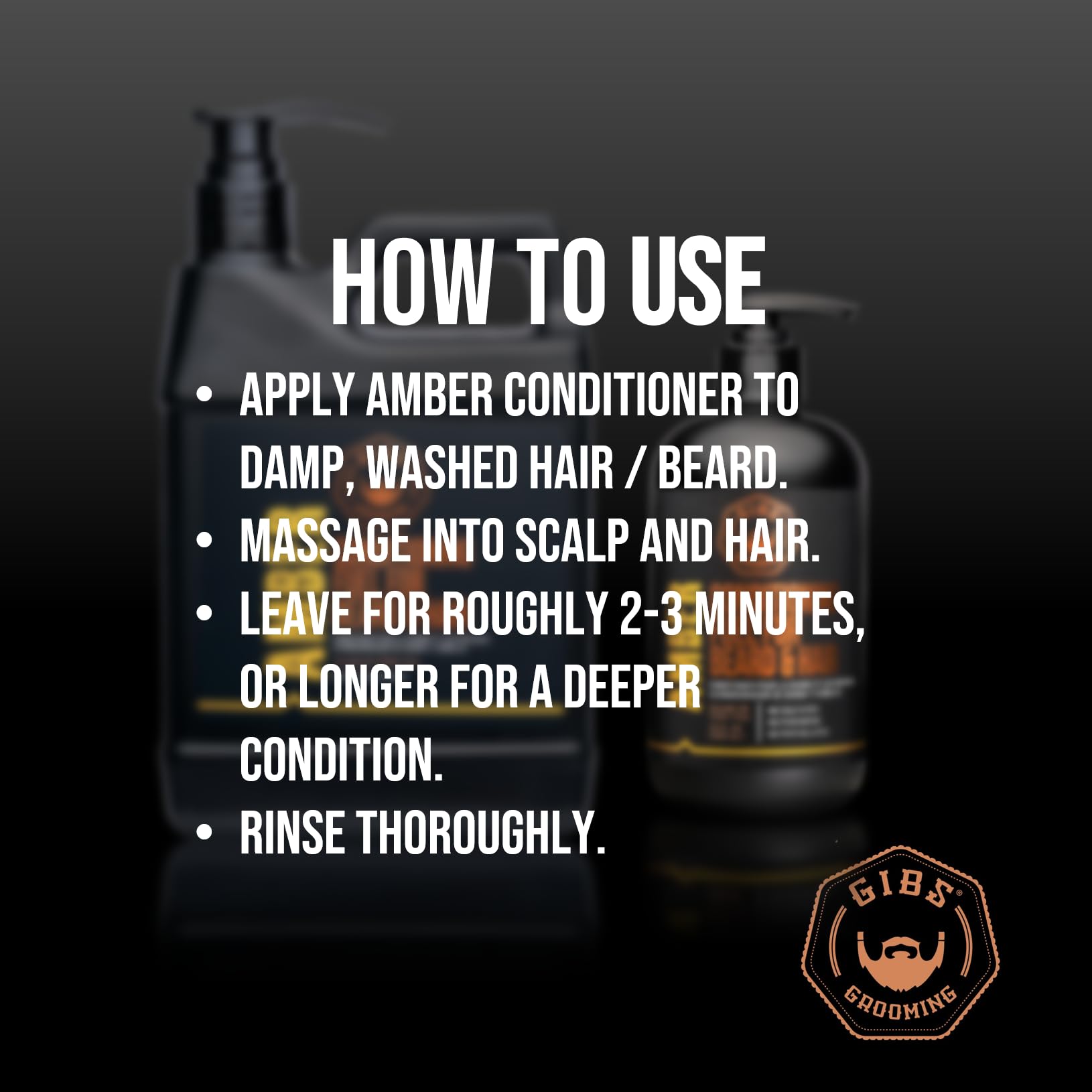 GIBS Amber Beard and Hair Conditioner - Detangle, Control Frizz, Revitalize Dry Hair & Skin, Antimicrobial & Antioxidant - Made in USA