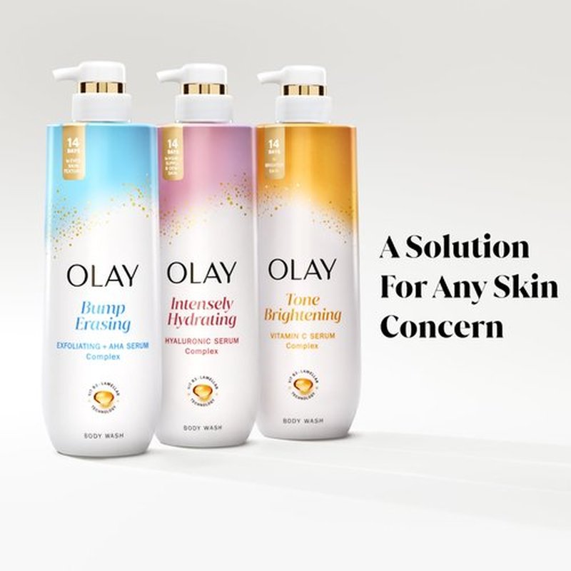 Olay Body Wash for Women, Intensely Hydrating, Hyaluronic Acid Serum Complex, Renews Moisture, Free of Parabens & Phthalates, Vitamin B3 Lameller Technology, For All Skin Types, 20 fl oz