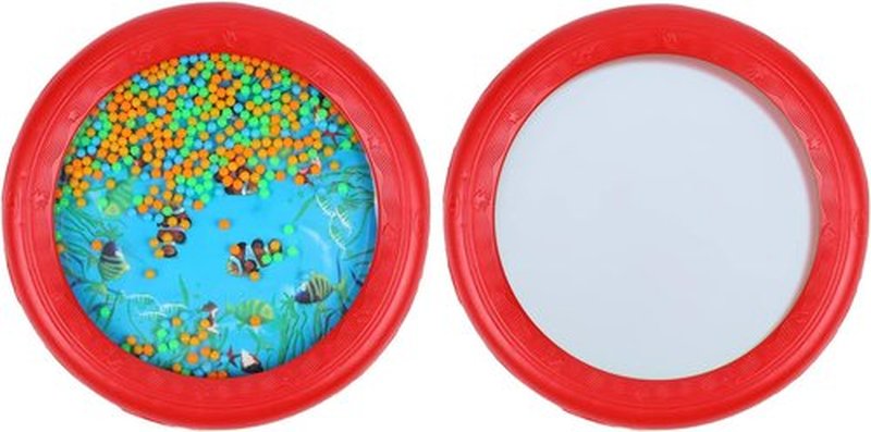 Musfunny Ocean Drum | Gentle Sea Sound Music Instrument for Kids | Red Educational Wave Bead Drum