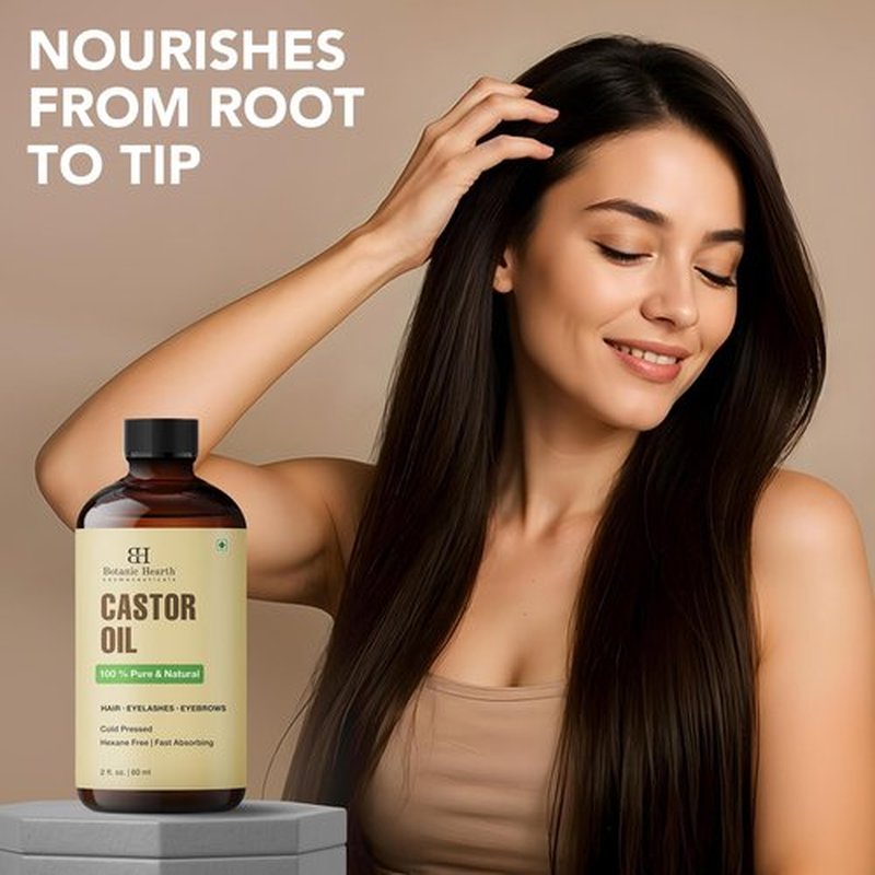 Botanic Hearth Castor Oil & Home Hair Perm Kit| 100% Pure & Natural, Cold Pressed | 2 fl oz| For Hair, Eyelashes & Eyebrows | Hexane Free, Fast Absorbing | With Applicators & Dropper