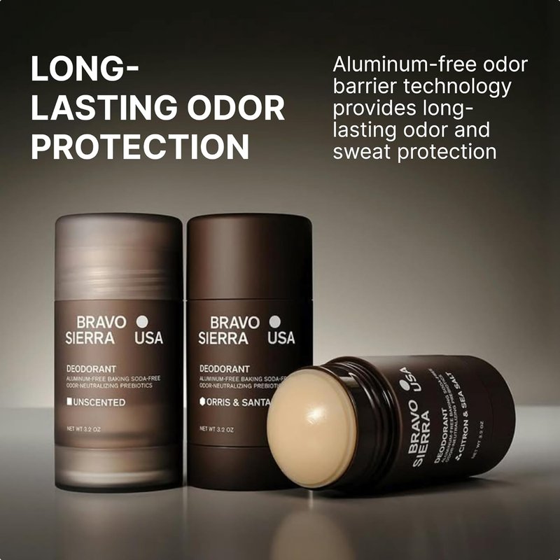 Bravo Sierra Aluminum-Free Deodorant for Men - Citron & Sea Salt | Long-Lasting Odor Control & Sweat Protection - 1-Pack