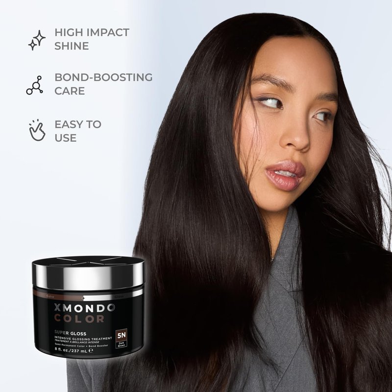 XMONDO Color 5N Dark Brown Color Depositing Mask - Nourishing Glossing Treatment, Vegan, 8 Fl Oz