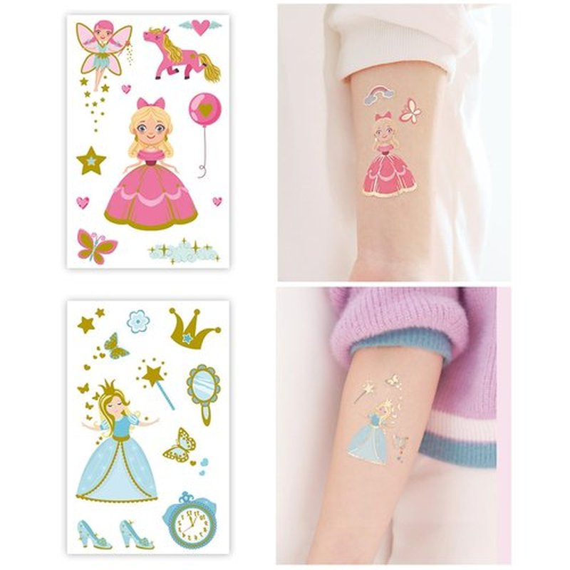 HAIIDOAK Temporary Tattoos, Waterproof Fake Tattoos Body Art for Kids and Adults, Party Favors and Events, 12-Sheet Pink Princess Dresses Designs