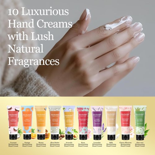 DincherBel 10 Pack Hydrating Hand Cream Set- Travel Size Non-Greasy Hand Lotion Set for Dry Skin, Instant Moisturizing Fragrance Hand Cream for Women, 1.0 oz/30 ml